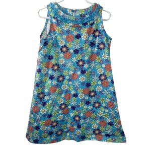 Hanna Andersson Girls Blue Floral Cotton Sundress Size 6 7 Summer Dress